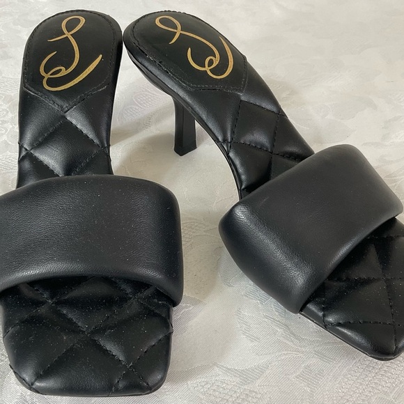 Sam Edelman Shoes - Sam Edelman Briar Black Leather  Strap Cushioned Comfort Slides Sandals Size 5